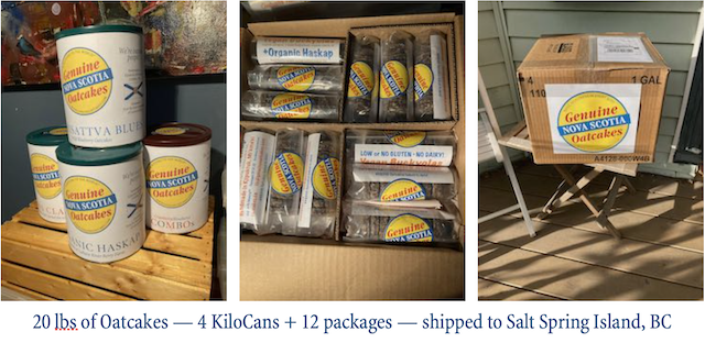 20 pounds of Oatcakes destinedd for Salt Spring Island